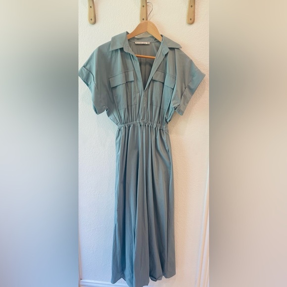 Abercrombie & Fitch Utility Maxi Shirt Dress in Sage Green Size XXS - Picture 2 of 3
